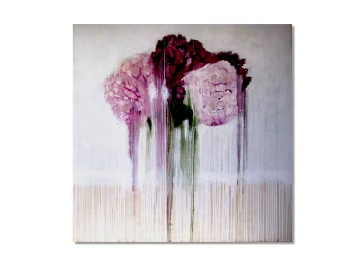 PINK PEONIES - Oil and mixed technique on canvas _ ICI ET LÀ